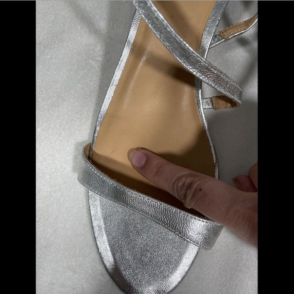 NWD $278 Joie Madi Metallic‎ Silver Leather Slingback Sandals [ SZ 38.5 ] #JR - Picture 4 of 12